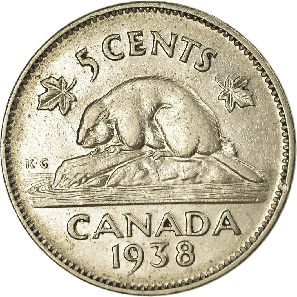 Monnaie, Canada, George VI, 5 Cents, 1938, Royal Canadian Mint, Ottawa, TTB