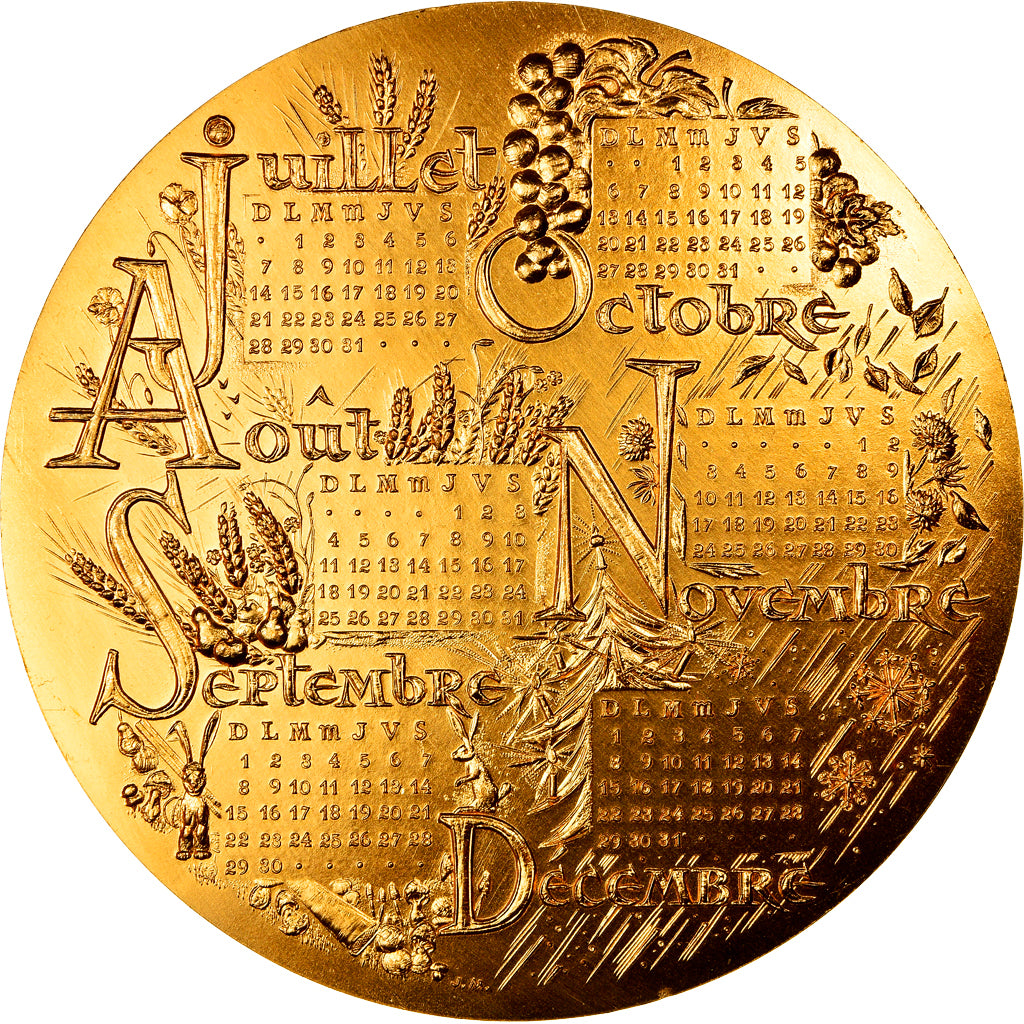 France, Médaille, Calendrier, Nouvelle Année, 1974, Mauviel, SPL, Bronze