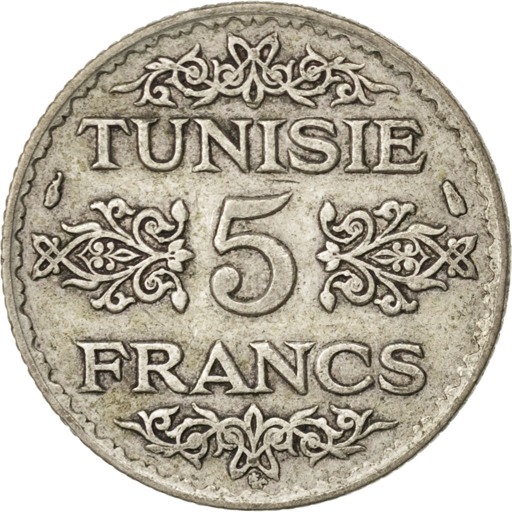 TUNISIA, 5 Francs, 1934, Paris, KM #261, EF(40-45), Silver, 4.97