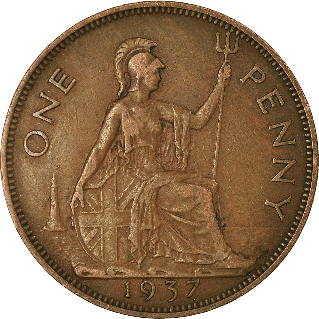 Coin, Great Britain, George VI, Penny, 1937, VF(30-35), Bronze, KM:845