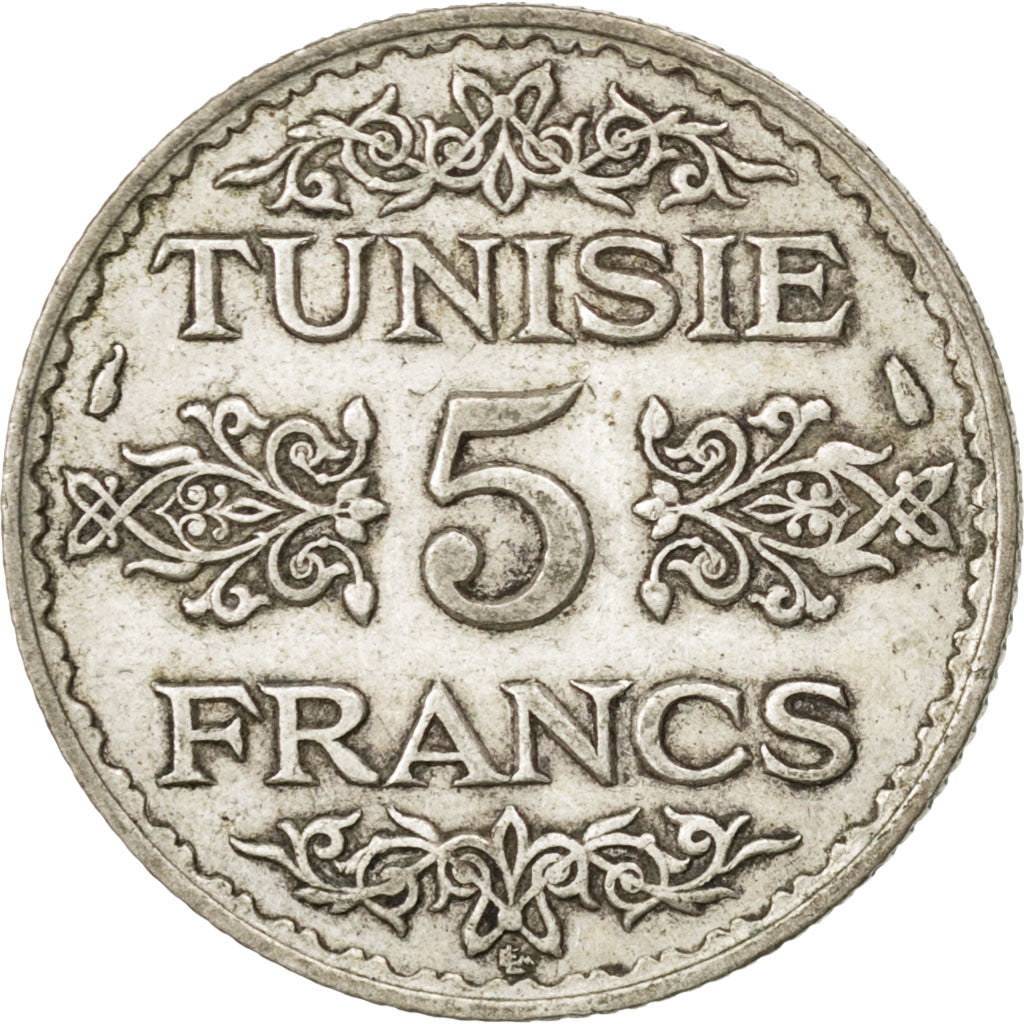TUNISIA, 5 Francs, 1934, Paris, KM #261, EF(40-45), Silver, 4.93