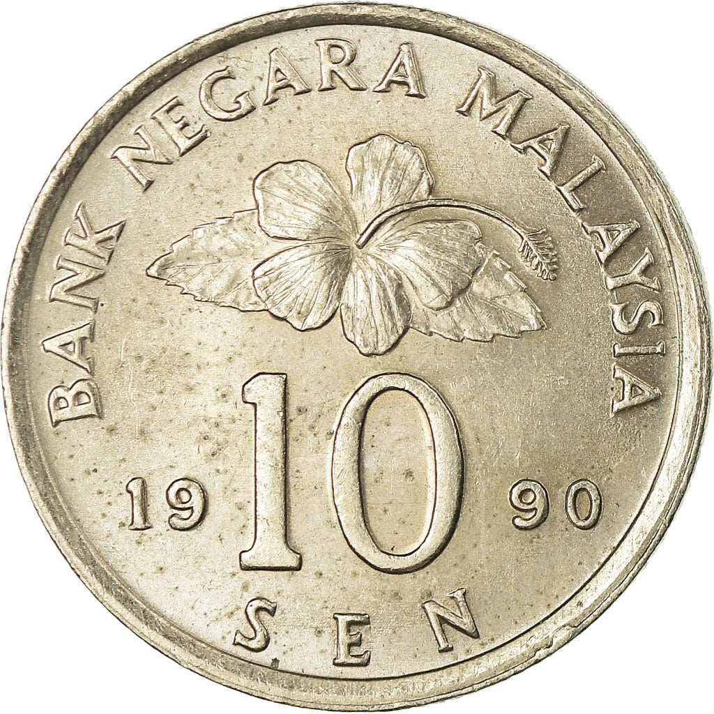 Moeda, Malásia, 10 Sen, 1990, AU(55-58), Cobre-níquel, KM:51