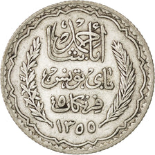 TUNISIA, 5 Francs, 1934, Paris, KM #261, EF(40-45), Silver, 4.96
