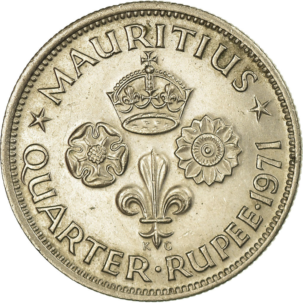 Coin, Mauritius, Elizabeth II, 1/4 Rupee, 1971, AU(55-58), Copper-nickel, KM:36