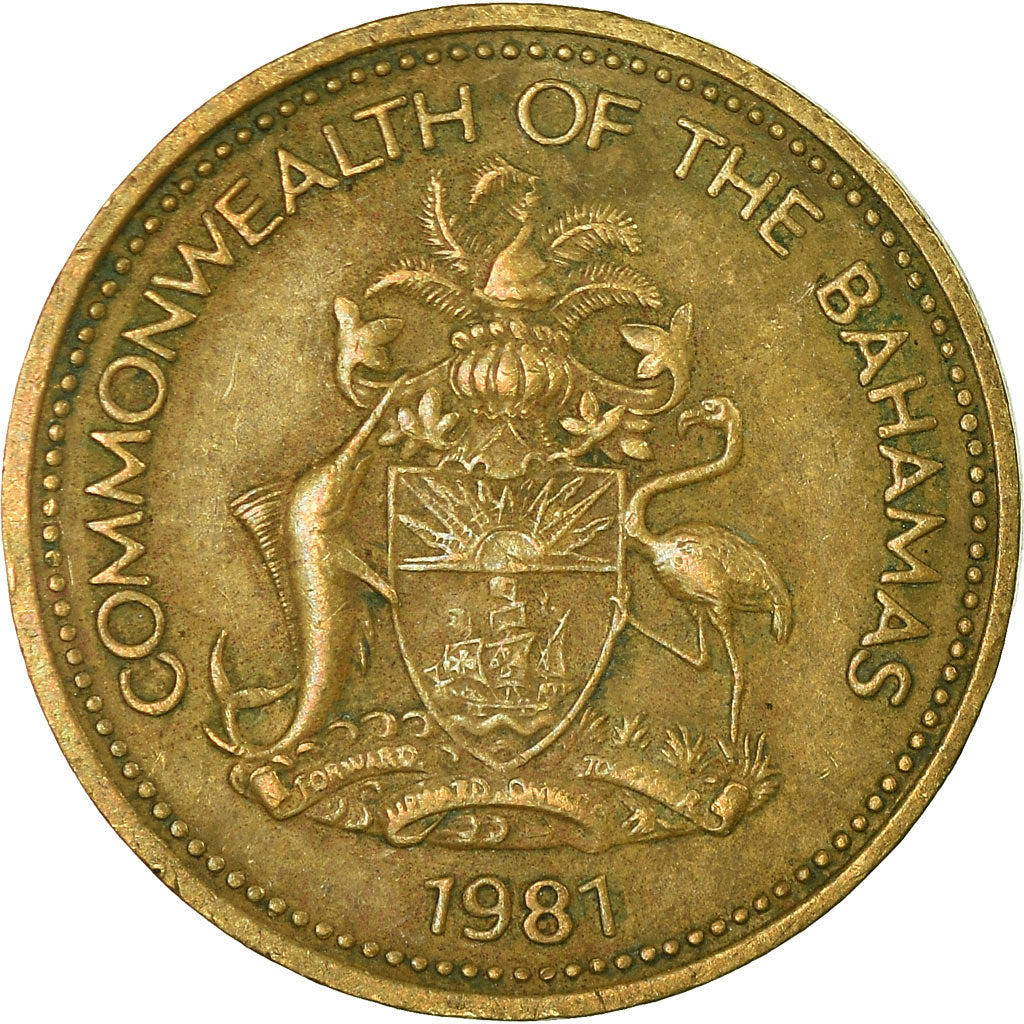 Coin, Bahamas, Elizabeth II, Cent, 1981, Franklin Mint, EF(40-45), Brass, KM:59