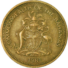 Coin, Bahamas, Elizabeth II, Cent, 1981, Franklin Mint, EF(40-45), Brass, KM:59