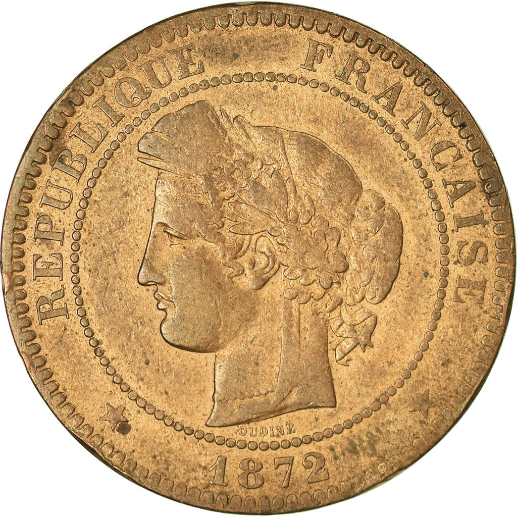 Munten, Frankrijk, Cérès, 10 Centimes, 1872, Bordeaux, FR+, Bronze, KM:815.2