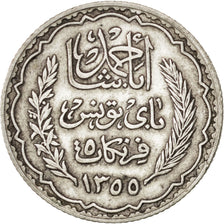 TUNISIA, 5 Francs, 1934, Paris, KM #261, AU(50-53), Silver, 4.95