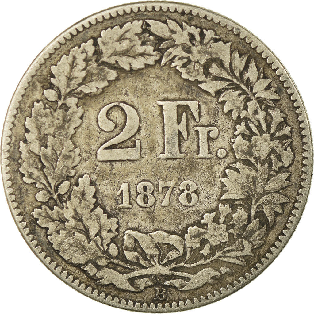 Coin, Switzerland, 2 Francs, 1878, Bern, VF(30-35), Silver, KM:21