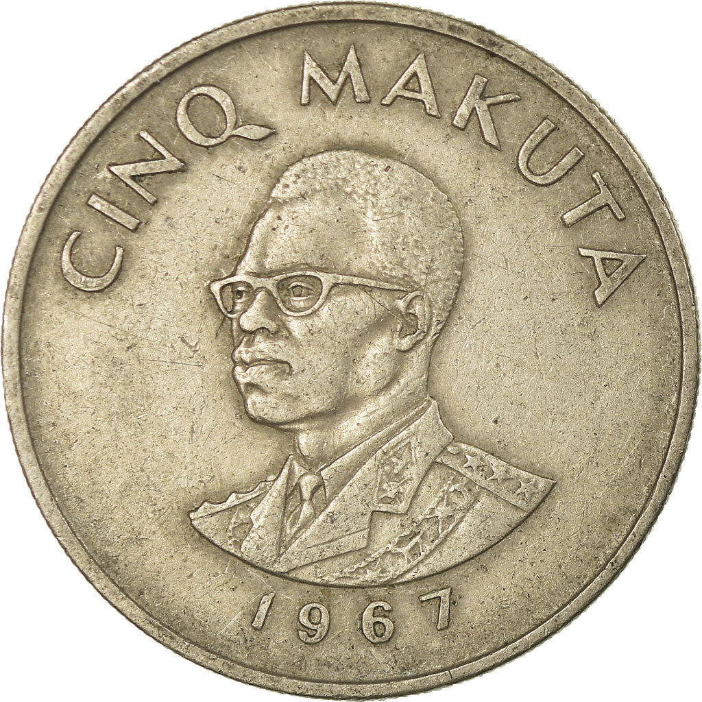 Coin, CONGO, DEMOCRATIC REPUBLIC, 5 Makuta, 1967, EF(40-45), Copper-nickel, KM:9
