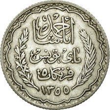 Coin, Tunisia, Ahmad Pasha Bey, 5 Francs, 1934, Paris, AU(50-53), Silver, KM:261