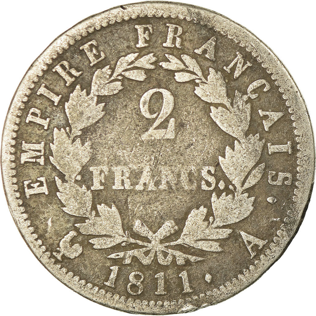 Coin, France, Napoléon I, 2 Francs, 1811, Paris, VF(20-25), Silver, Gadoury:501