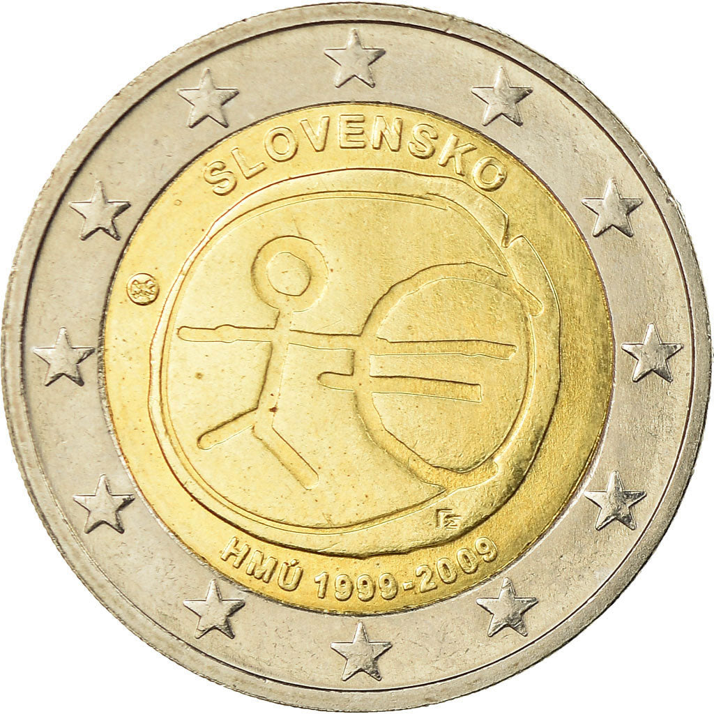 Eslováquia, 2 Euro, EMU, 2009, MS(63), Bimetálico