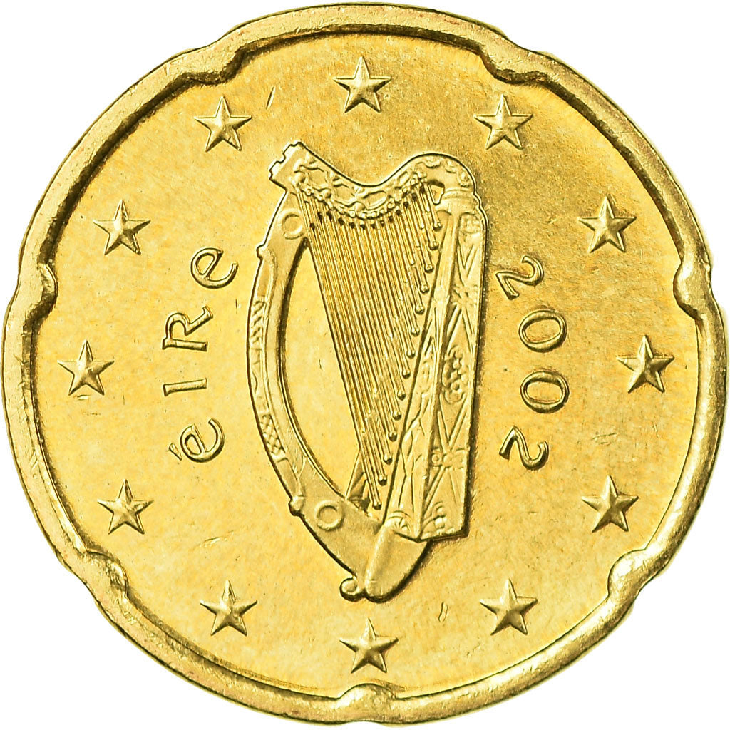 IRELAND REPUBLIC, 20 Euro Cent, 2002, UNZ, Messing, KM:36