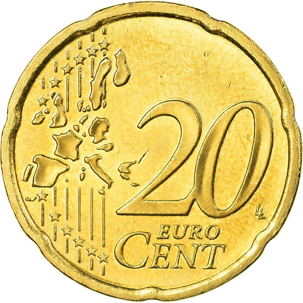 IRELAND REPUBLIC, 20 Euro Cent, 2002, UNZ, Messing, KM:36