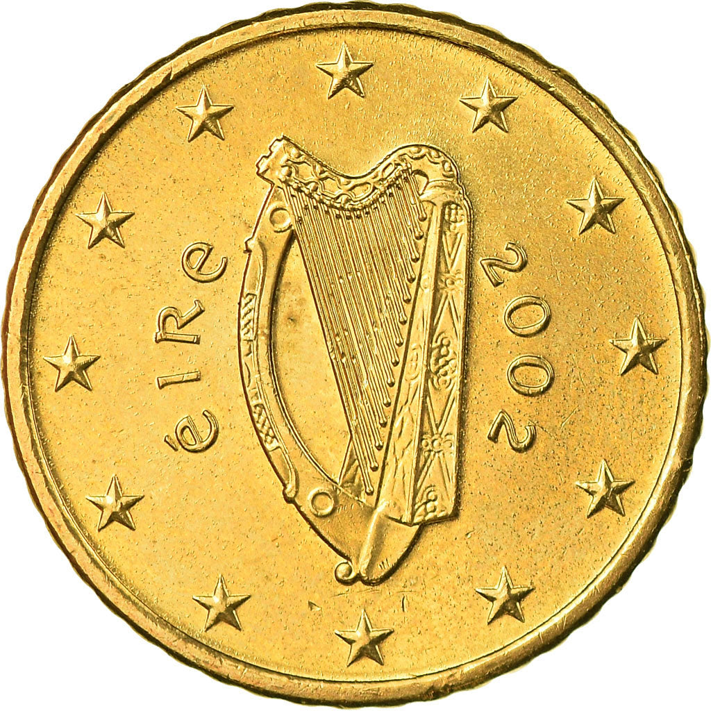 REPÚBLICA DE IRLANDA, 50 Euro Cent, 2002, SC, Latón, KM:37