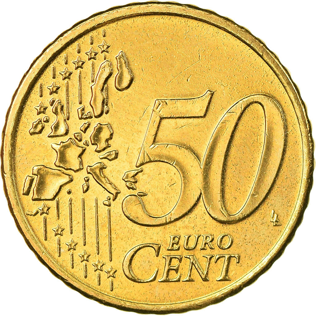 REPÚBLICA DE IRLANDA, 50 Euro Cent, 2002, SC, Latón, KM:37