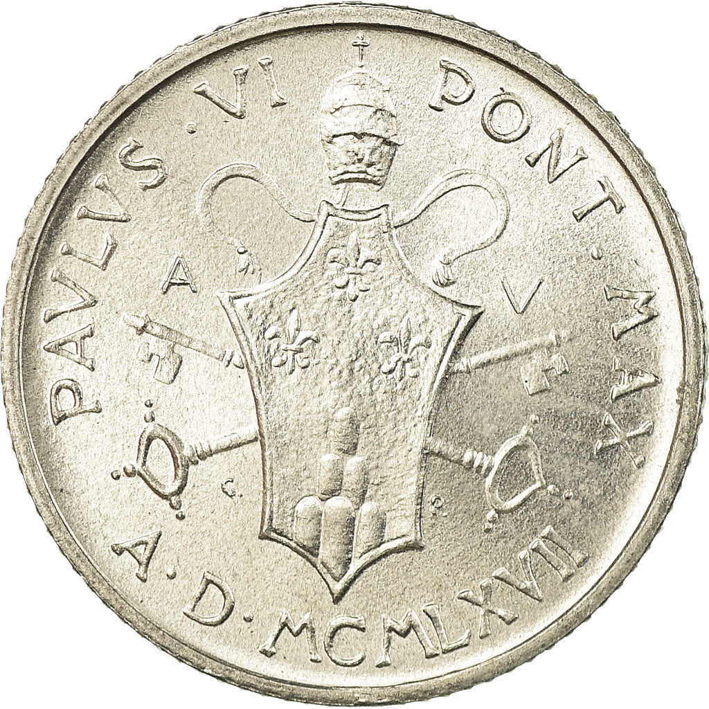 Coin, VATICAN CITY, Paul VI, 2 Lire, 1967, MS(63), Aluminum, KM:93