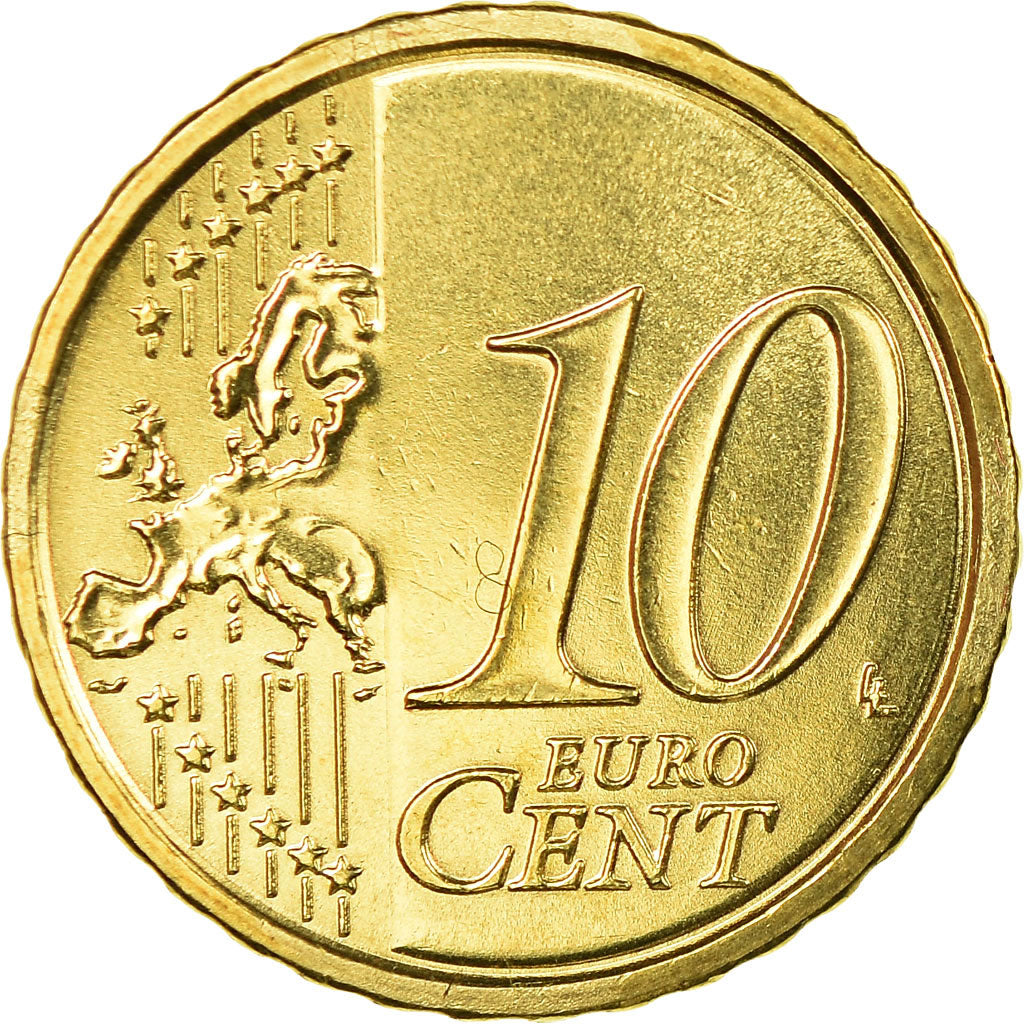 San Marino, 10 Euro Cent, 2010, MS(65-70), Brass, KM:482