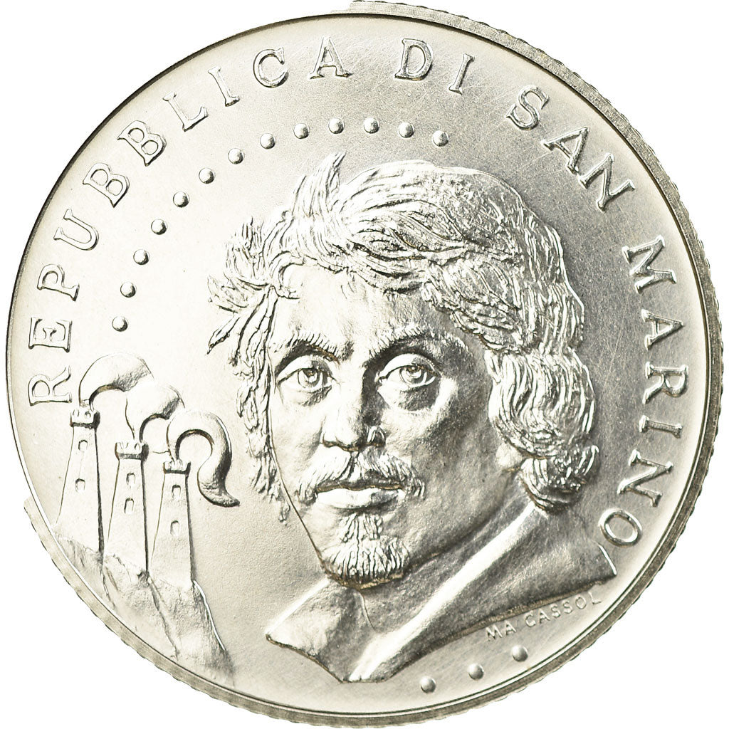 San Marino, 5 Euro, Caravaggio, 2010, MS(65-70), Silver, KM:496