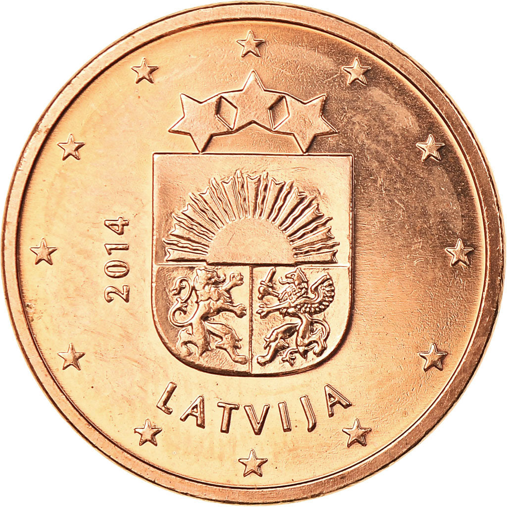Latvia, 5 Euro Cent, 2014, UNZ, Copper Plated Steel