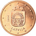 Letónia, 5 Euro Cent, 2014, MS(63), Aço Cromado a Cobre