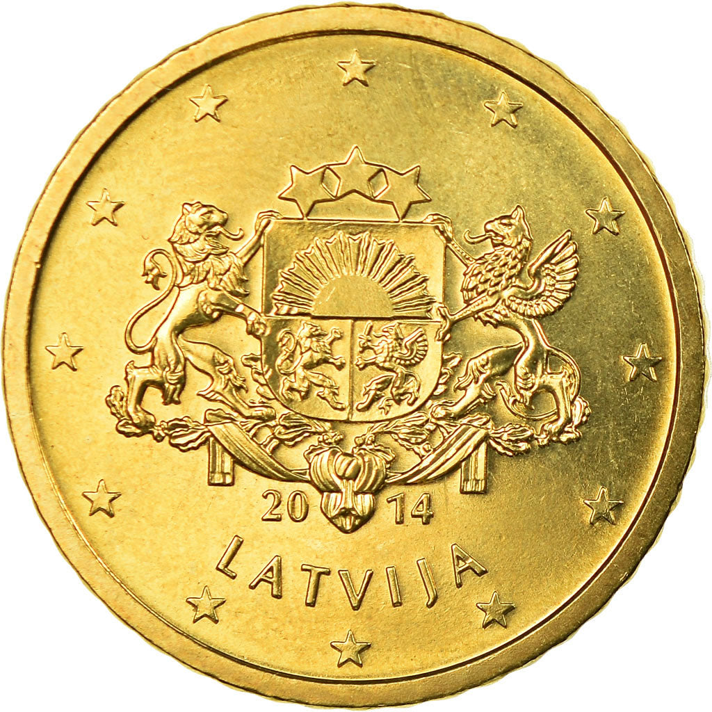 Letónia, 50 Euro Cent, 2014, MS(63), Latão
