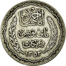 Coin, Tunisia, Ahmad Pasha Bey, 5 Francs, 1936, Paris, AU(55-58), Silver, KM:261