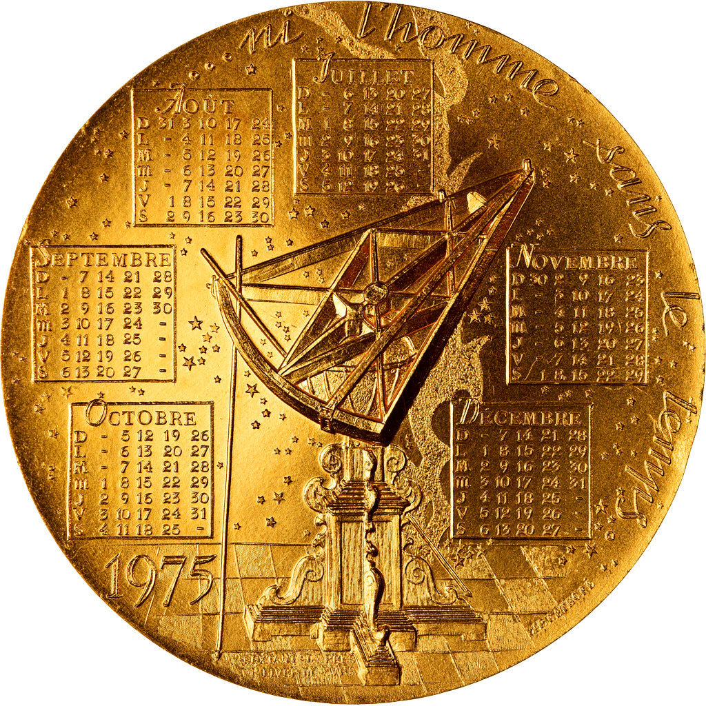 France, Medal, Calendrier, Nouvelle Année, Sciences & Technologies, 1975, JP.