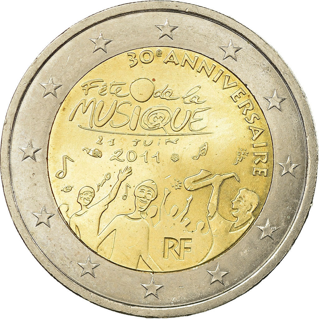 Frankrijk, 2 Euro, International Music Day, 30th Anniversary, 2011, PR