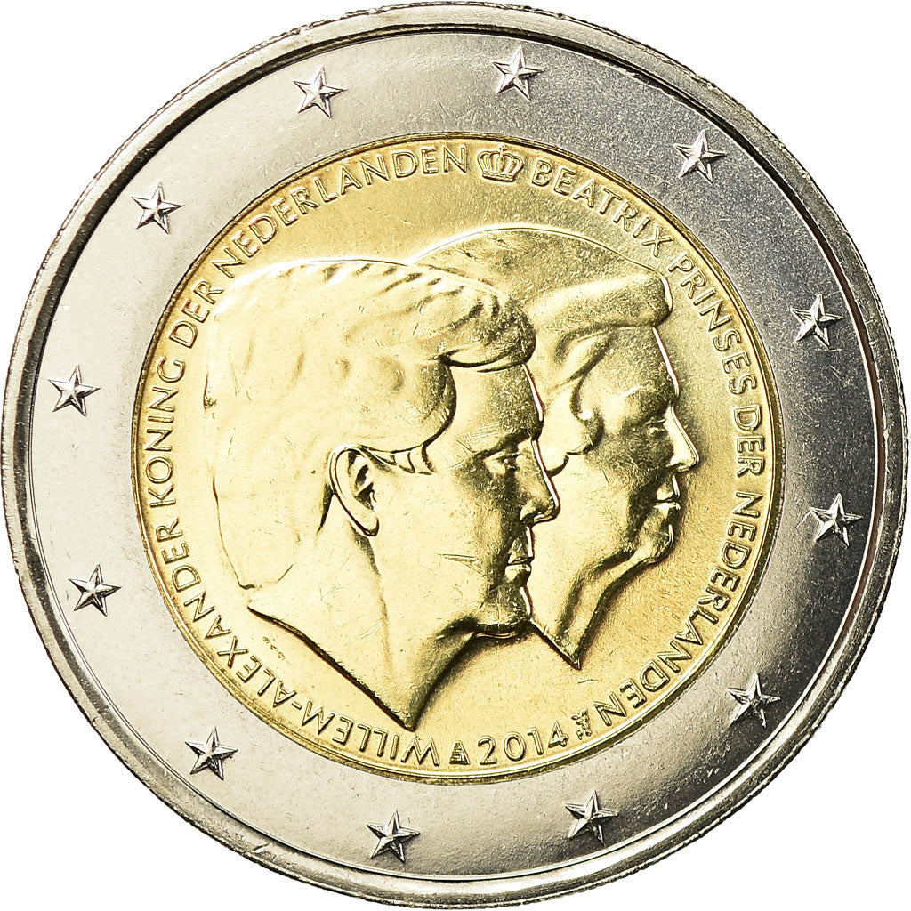 Netherlands, 2 Euro, Double Portrait, 2014, MS(63), Bi-Metallic