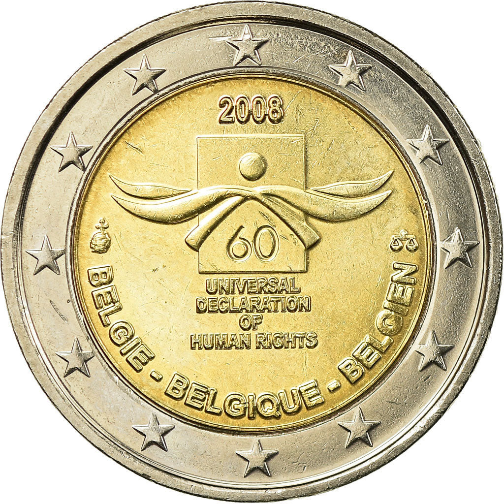 Belgium, 2 Euro, Déclaration des Droits de l'Homme, 2008, AU(55-58)