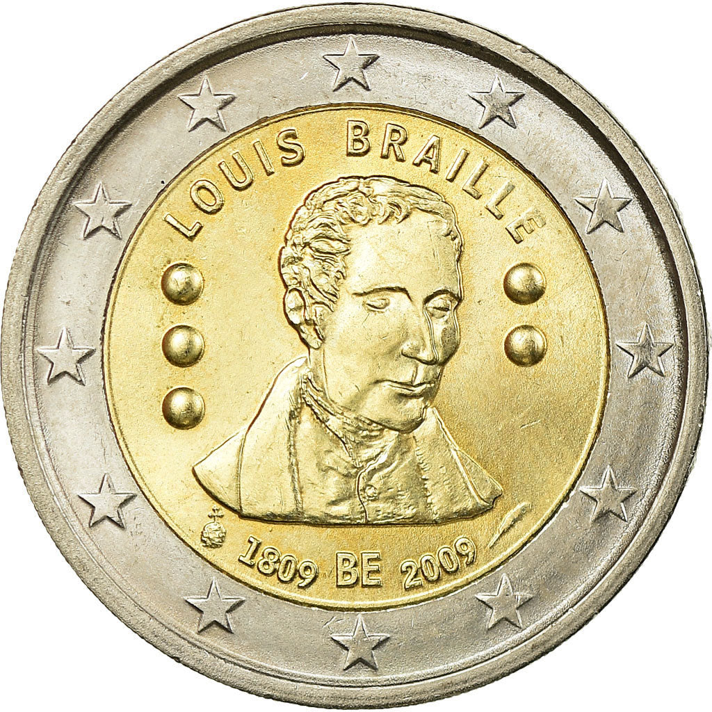 België, 2 Euro, Louis Braille, 2009, PR, Bi-Metallic, KM:288