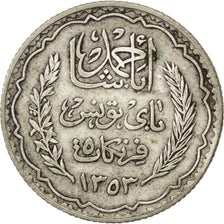 TUNISIA, 5 Francs, 1936, Paris, KM #261, AU(50-53), Silver, 4.89