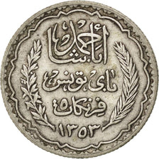 TUNISIA, 5 Francs, 1936, Paris, KM #261, AU(50-53), Silver, 4.97