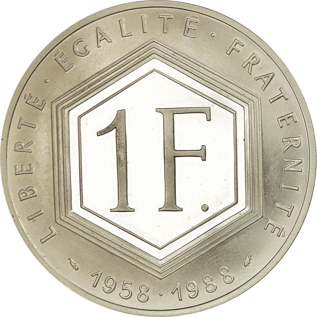Moeda, França, Charles de Gaulle, Franc, 1988, Paris, Proof, MS(65-70), Prata