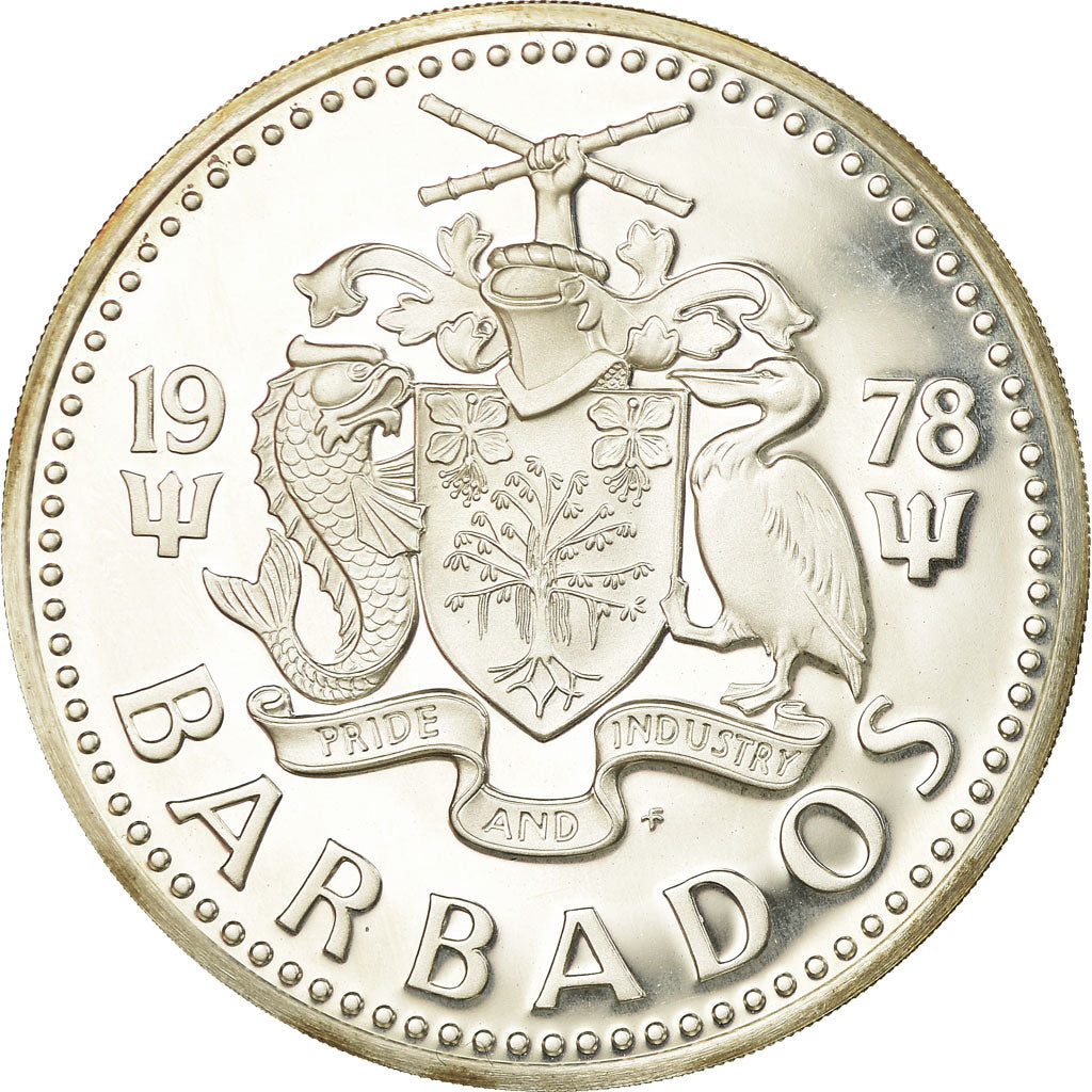 Moeda, Barbados, 10 Dollars, 1978, Franklin Mint, Proof, MS(65-70), Prata
