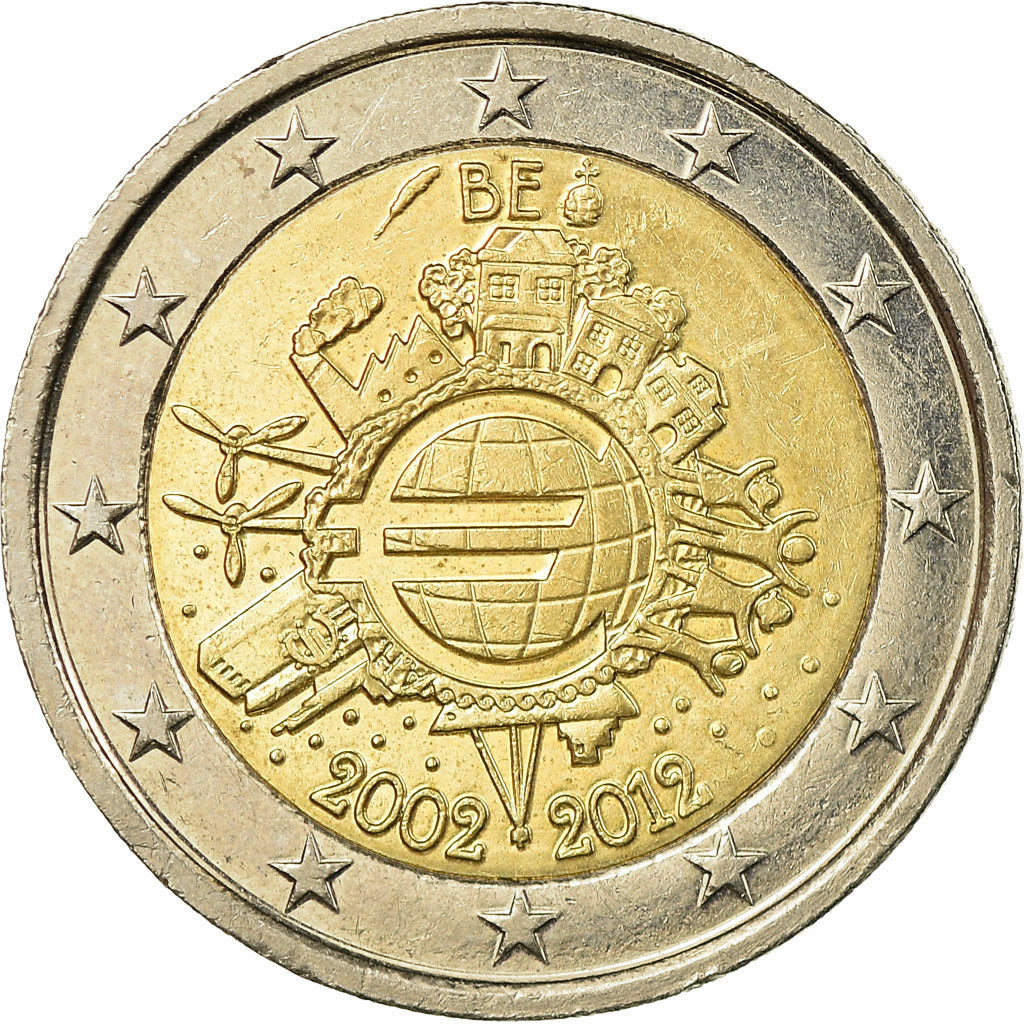 België, 2 Euro, 10 years euro, 2012, PR, Bi-Metallic, KM:315