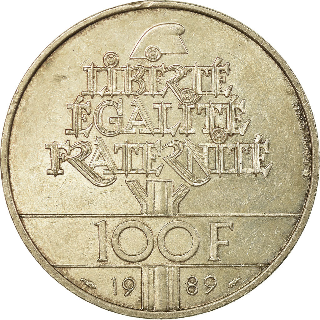 Moneta, Francia, Droits de l'Homme, 100 Francs, 1989, BB, Argento, KM:970
