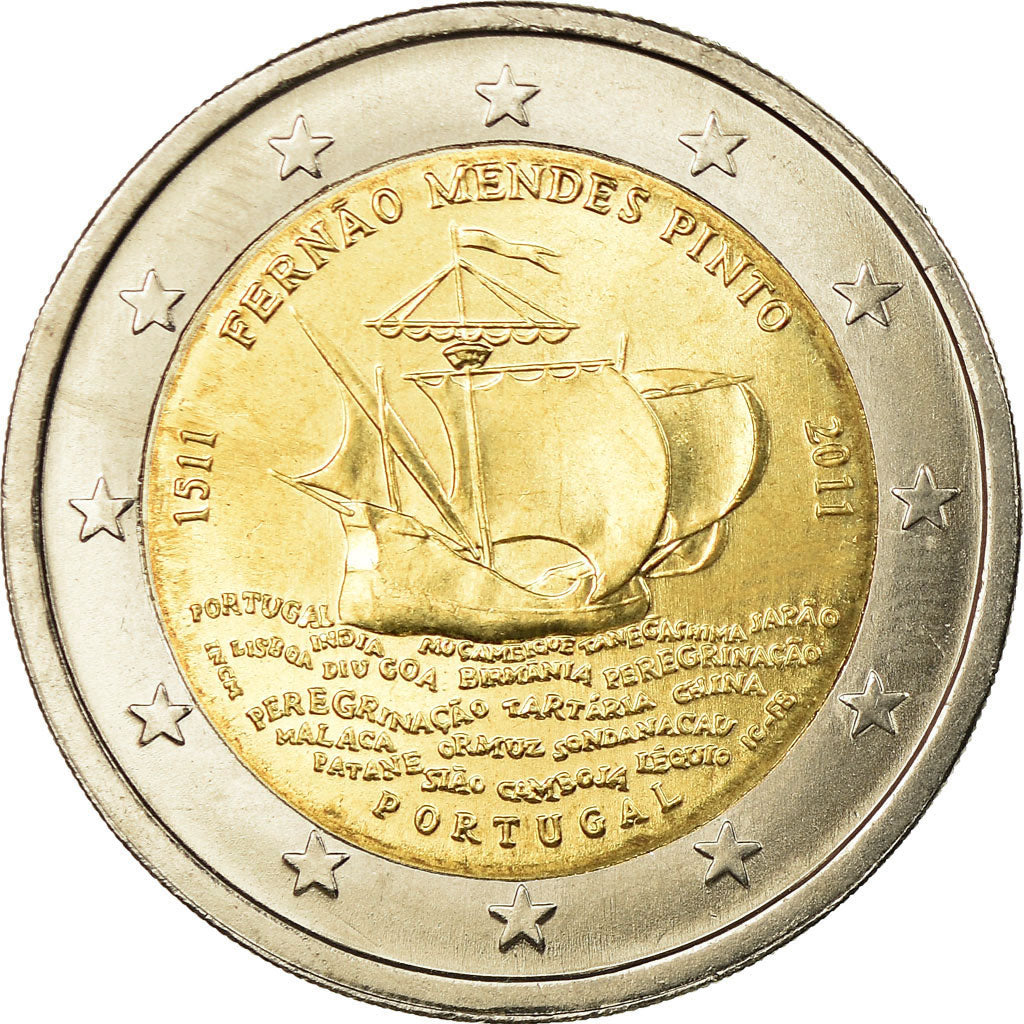 Portugal, 2 Euro, Fernao Mendes Pinto, 2011, MS(63), Bi-Metallic, KM:804