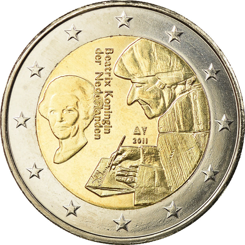 Netherlands, 2 Euro, Erasme, 2011, MS(63), Bi-Metallic, KM:298
