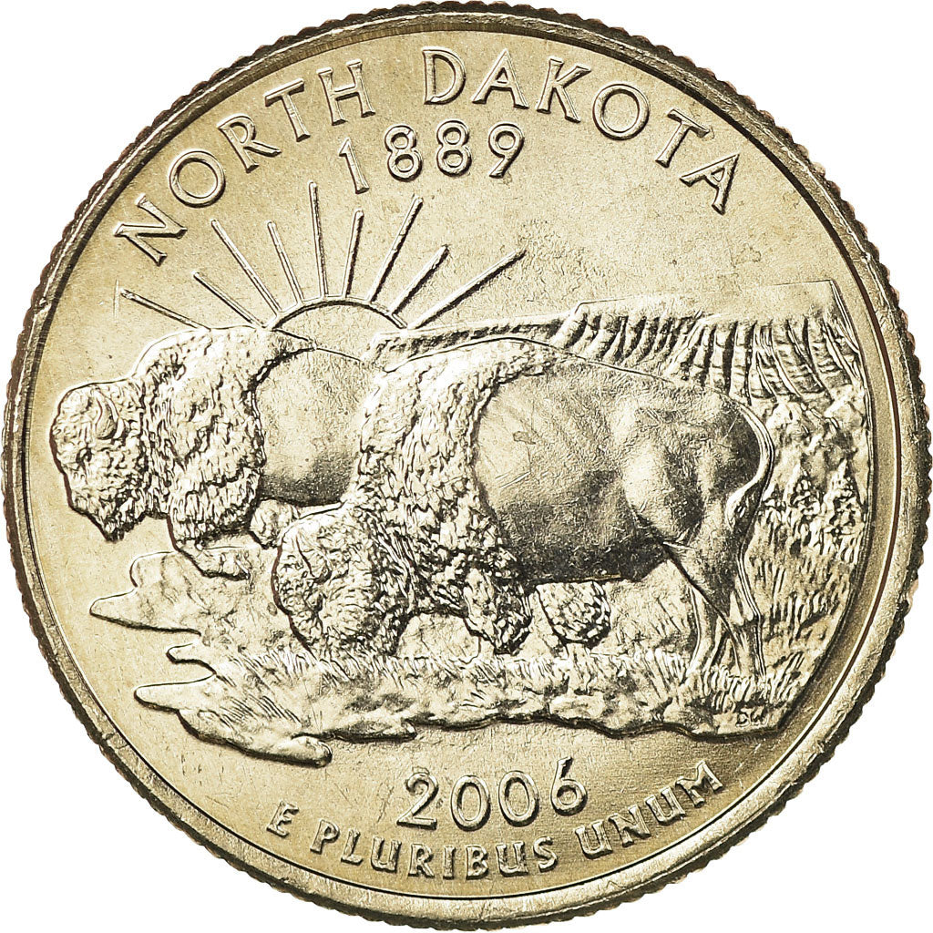 Coin, United States, North Dakota, Quarter, 2006, U.S. Mint, Philadelphia