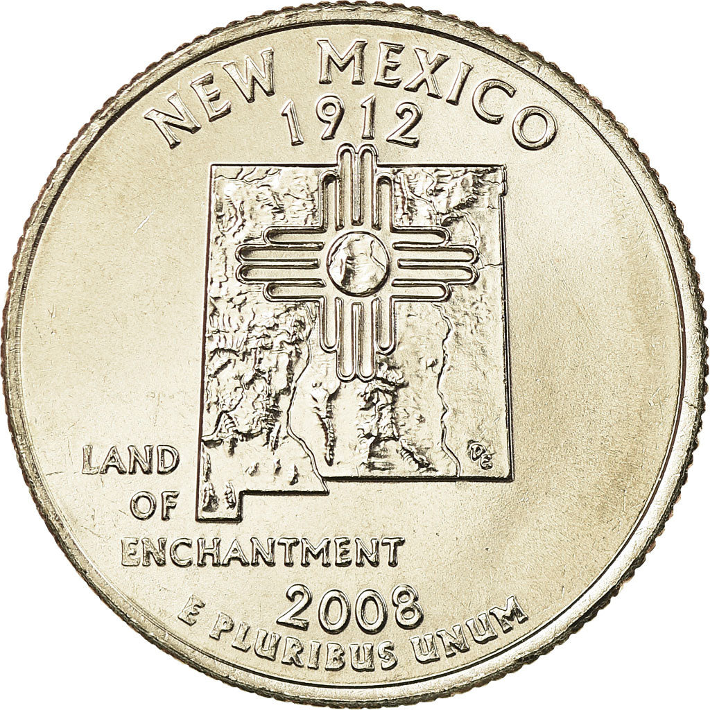 Coin, United States, New Mexico, Quarter, 2008, U.S. Mint, Dahlonega, MS(65-70)