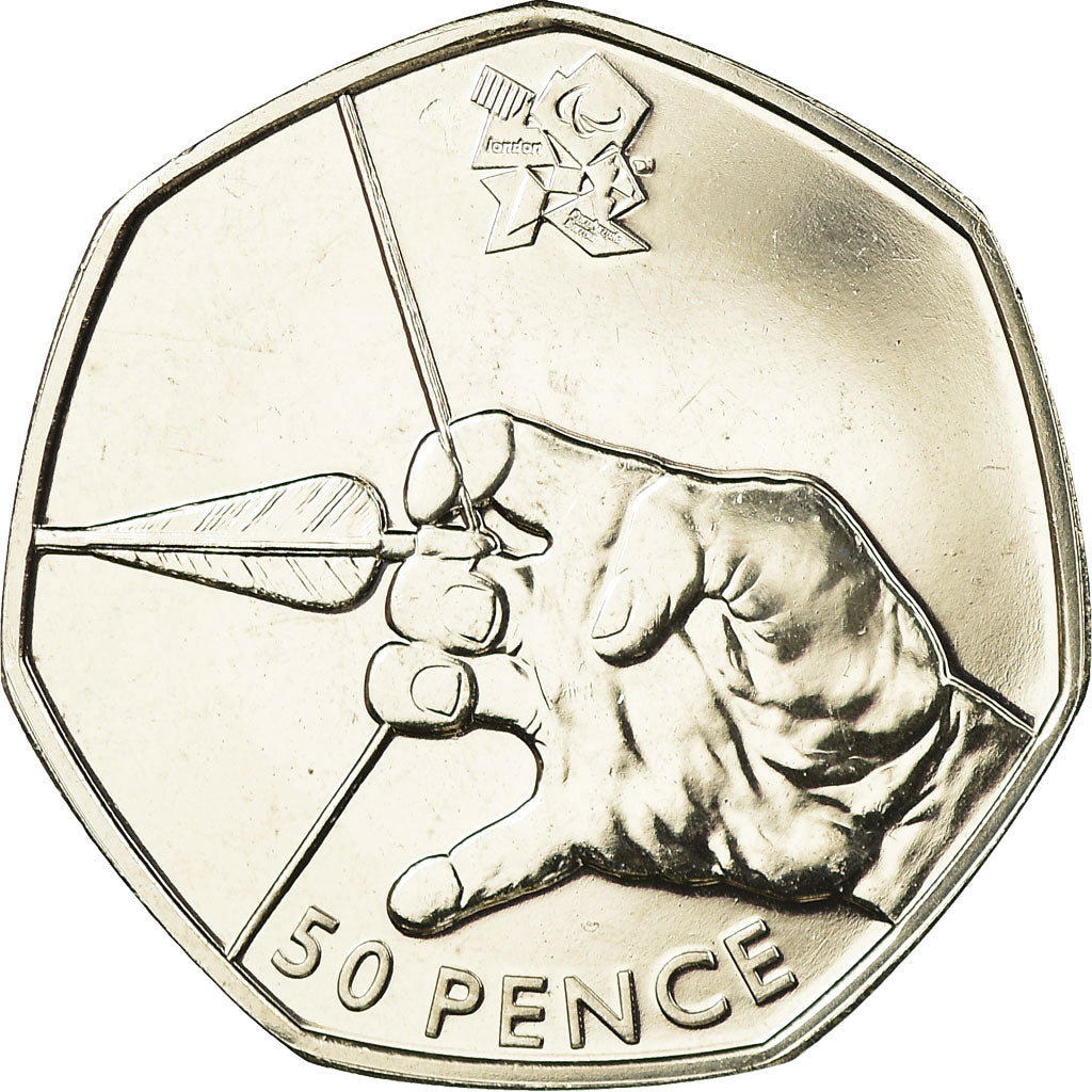 Coin, Great Britain, Elizabeth II, Archery, 50 Pence, 2011, British Royal Mint