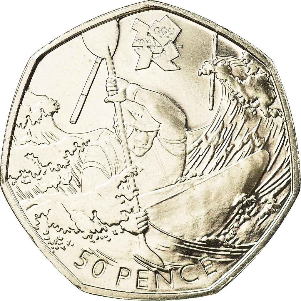 Coin, Great Britain, Elizabeth II, Canoeing, 50 Pence, 2011, British Royal Mint
