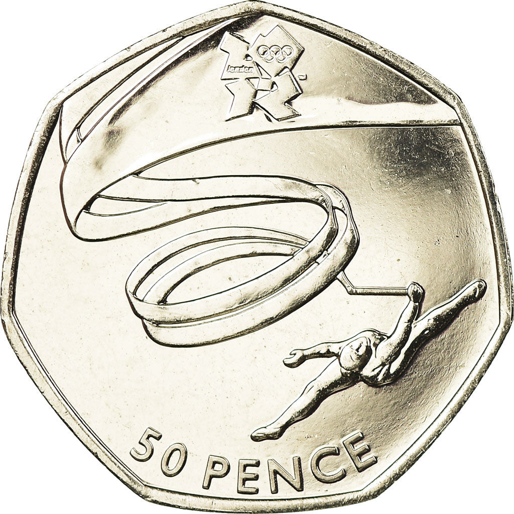 Coin, Great Britain, Elizabeth II, Gymnastics, 50 Pence, 2011, British Royal