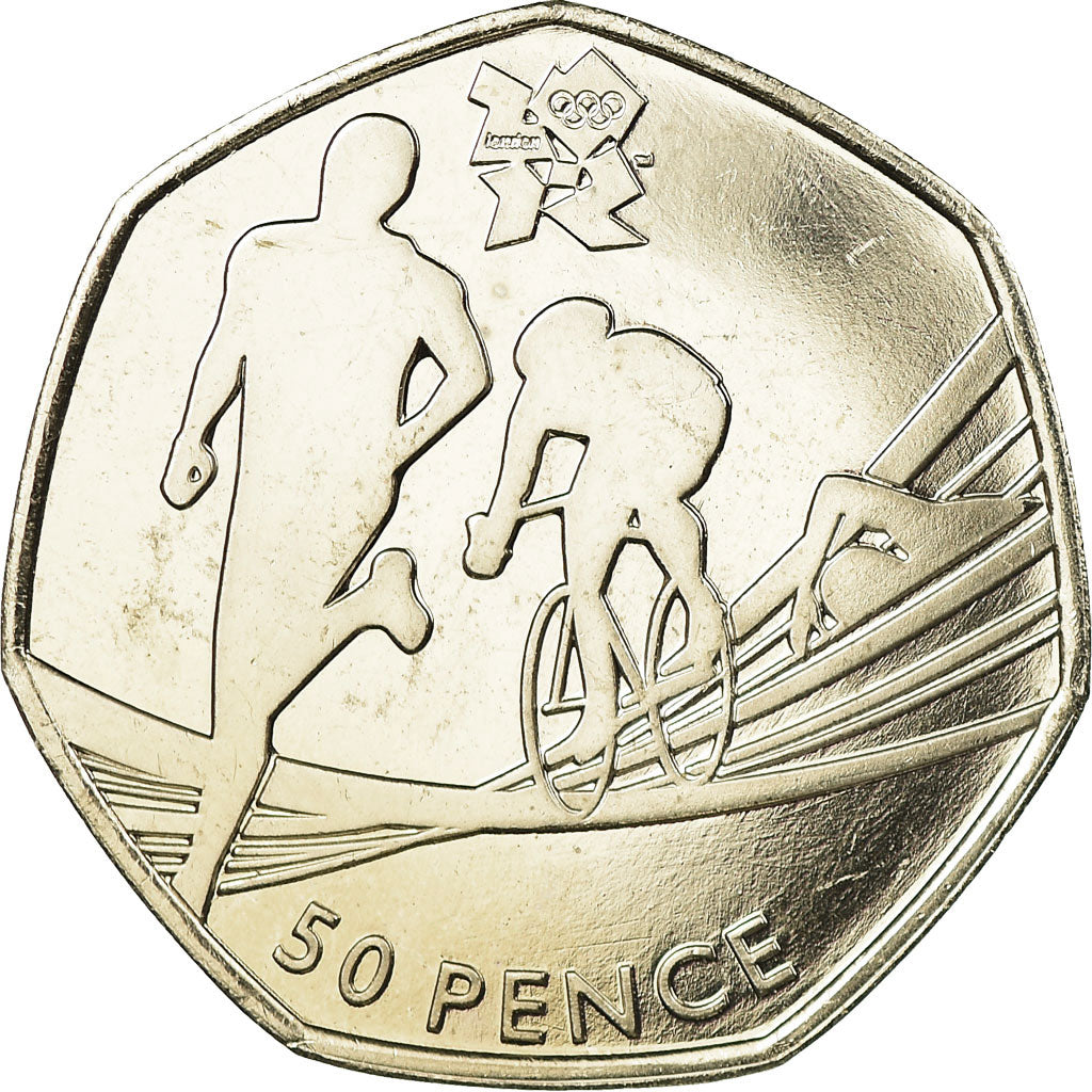 Coin, Great Britain, Elizabeth II, Triathlon, 50 Pence, 2011, British Royal