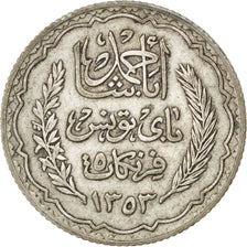 TUNISIA, 5 Francs, 1936, Paris, KM #261, EF(40-45), Silver, 4.99