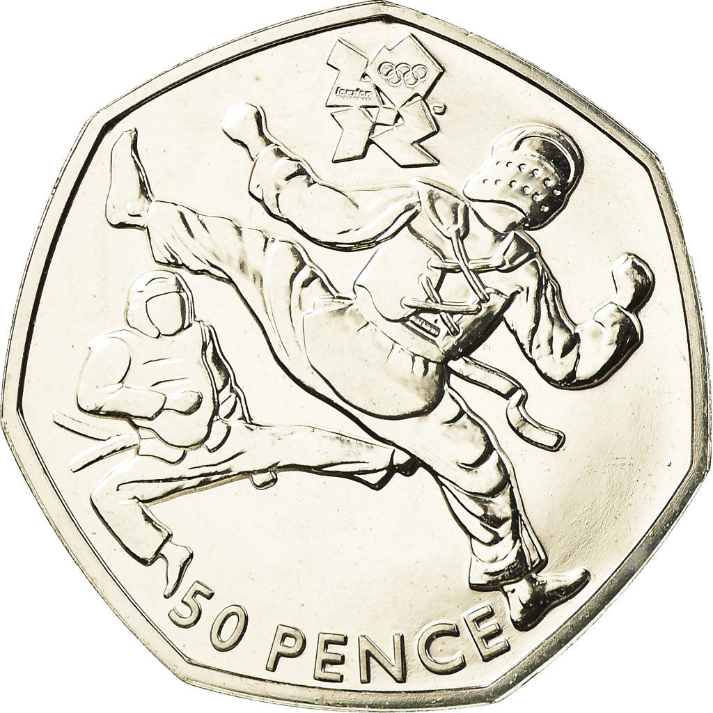 Coin, Great Britain, Elizabeth II, Taekwondo, 50 Pence, 2011, British Royal