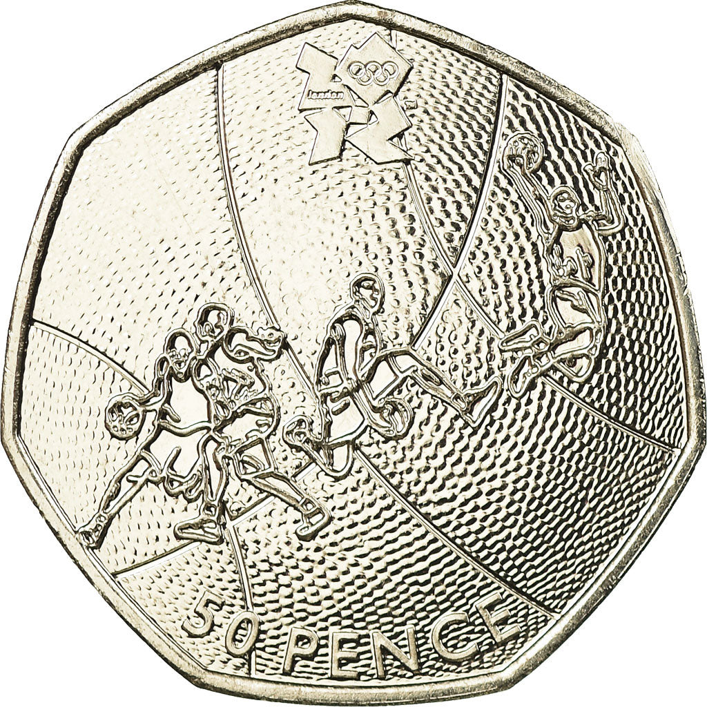 Coin, Great Britain, Elizabeth II, Basketball, 50 Pence, 2011, British Royal